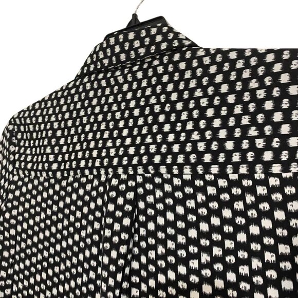 Liverpool Black and White Allover Print Button Up Top With Double Flap Pockets - Picture 8 of 15